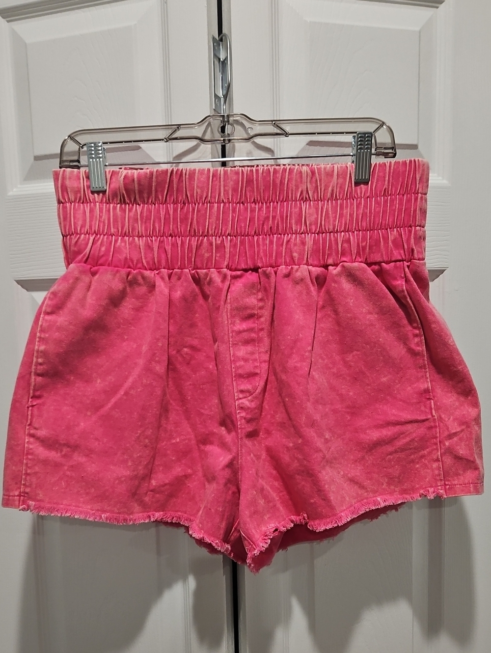 Women’s High-Waist Pink Elastic Waist Shorts